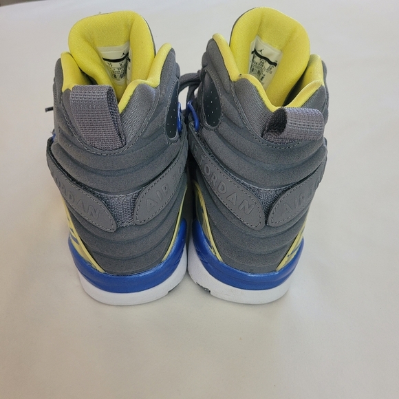Air Jordan 2013 8 Retro GS‎ 'Laney' NWOT Girls Shoes Size 7Y Blue Yellow Gray - Picture 3 of 9